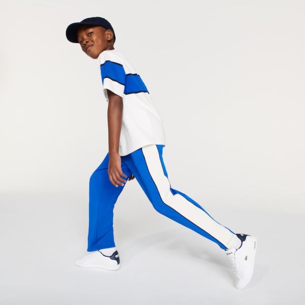 Lacoste Colorblock Cotton Fleece Track Pants - Kalhoty Dětské Blankyt / Bílé / Tmavě Blankyt Blankyt